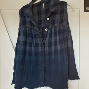 Free People Navy Plaid Tank Top